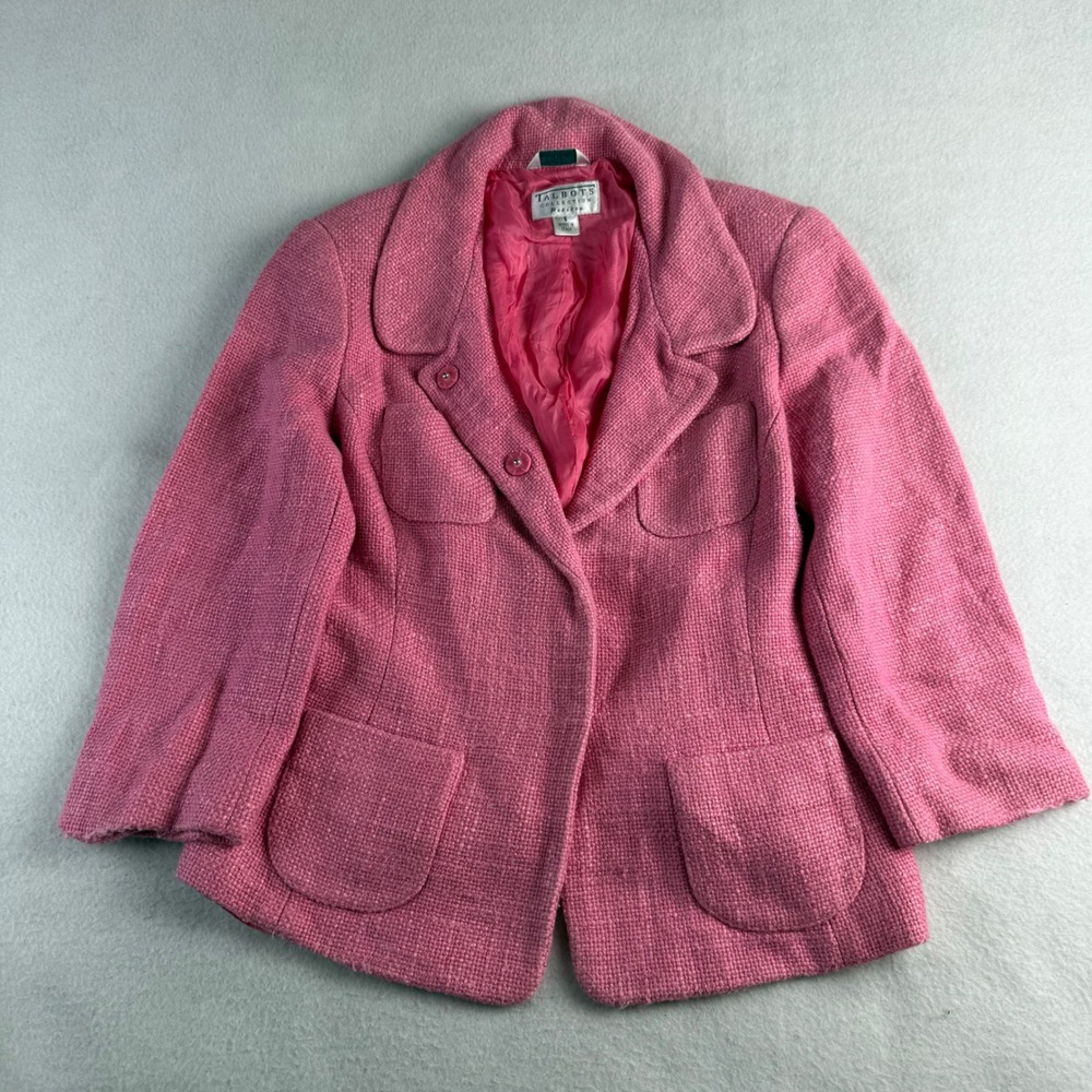 Talbots Collection Petites Pink Textured Linen Blend Blazer Made in Italy Size 6